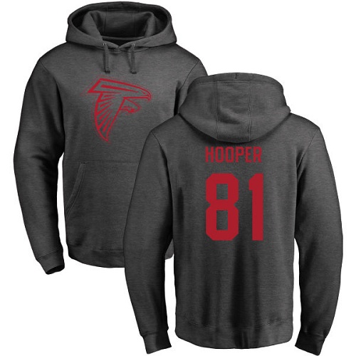 Atlanta Falcons Men Ash Austin Hooper One Color NFL Football #81 Pullover Hoodie Sweatshirts->atlanta falcons->NFL Jersey